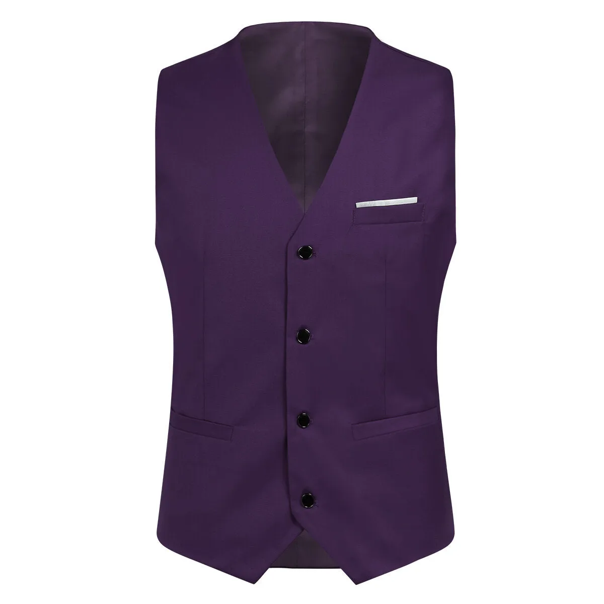 3-Piece Men's Business Solid Color Two-Button Suit Set Purple