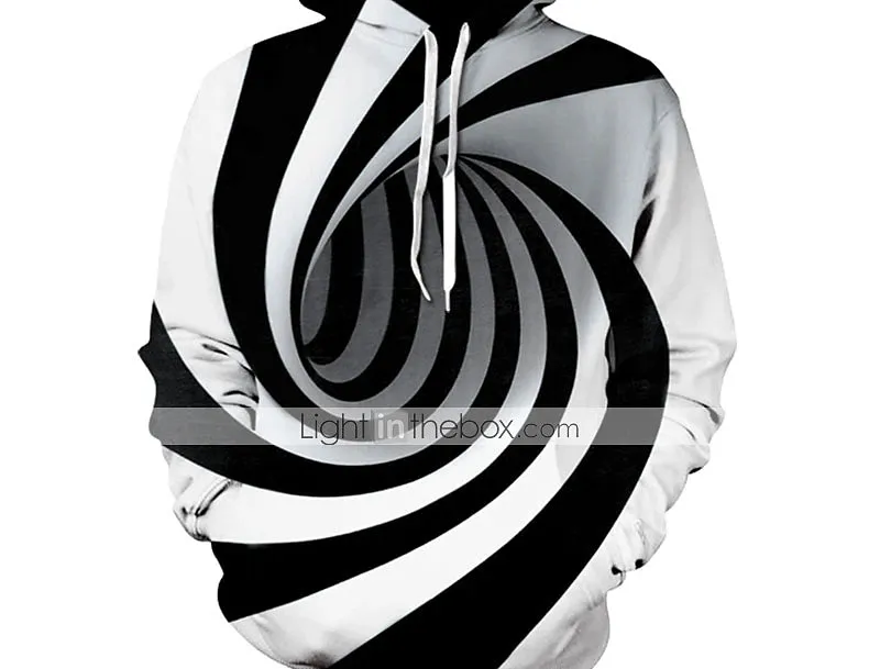 3D Purple and White Geometric Hoodie for Men - Casual Winter Apparel with Long Sleeve