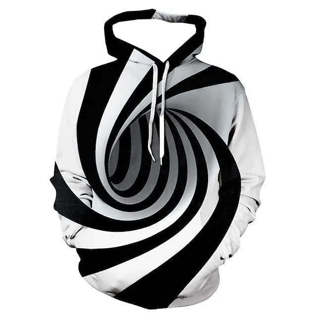 3D Purple and White Geometric Hoodie for Men - Casual Winter Apparel with Long Sleeve