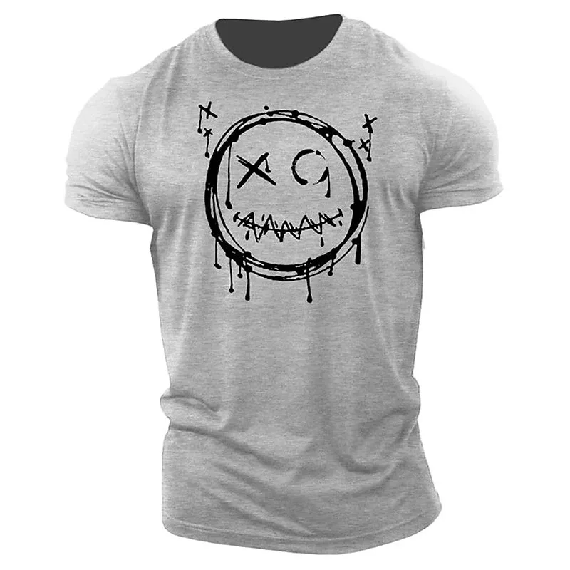 3D Smile Face Halloween Men's T-Shirt | Funny Brown Cotton Tee With Classic Cartoon Prints