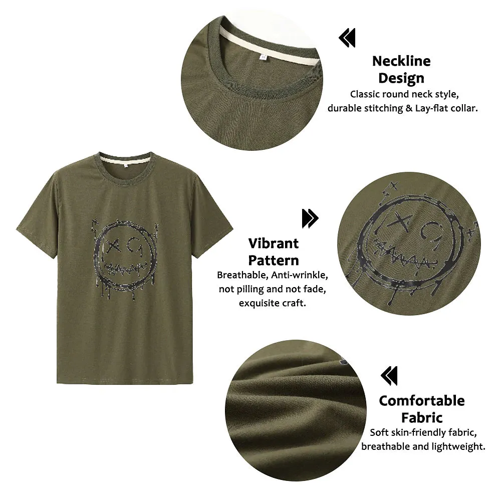 3D Smile Face Halloween Men's T-Shirt | Funny Brown Cotton Tee With Classic Cartoon Prints