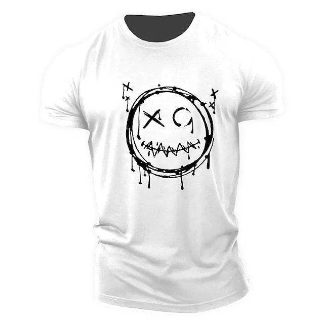 3D Smile Face Halloween Men's T-Shirt | Funny Brown Cotton Tee With Classic Cartoon Prints
