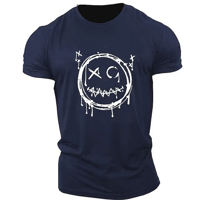 3D Smile Face Halloween Men's T-Shirt | Funny Brown Cotton Tee With Classic Cartoon Prints