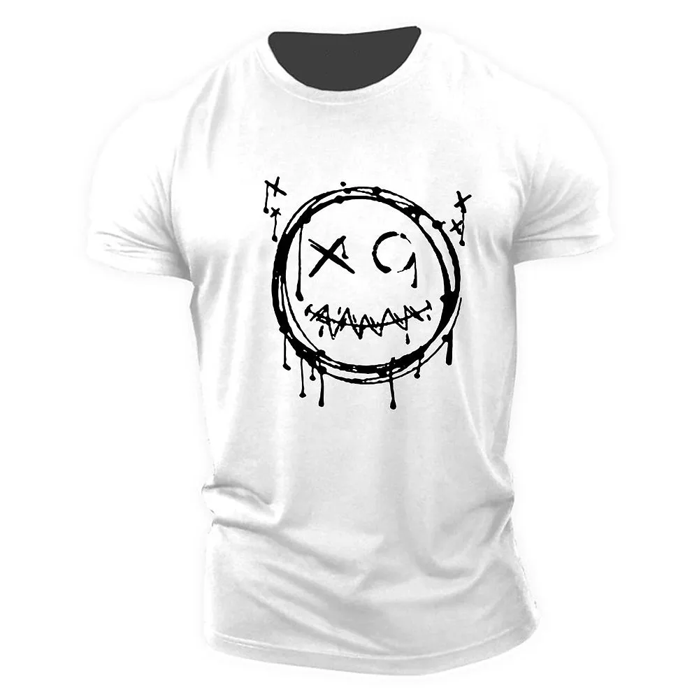 3D Smile Face Halloween Men's T-Shirt | Funny Brown Cotton Tee With Classic Cartoon Prints