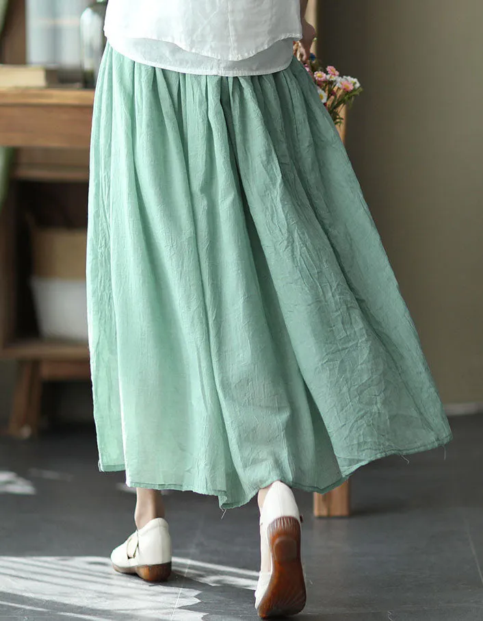 5 Colors Comfortable Loose Summer Linen Skirt