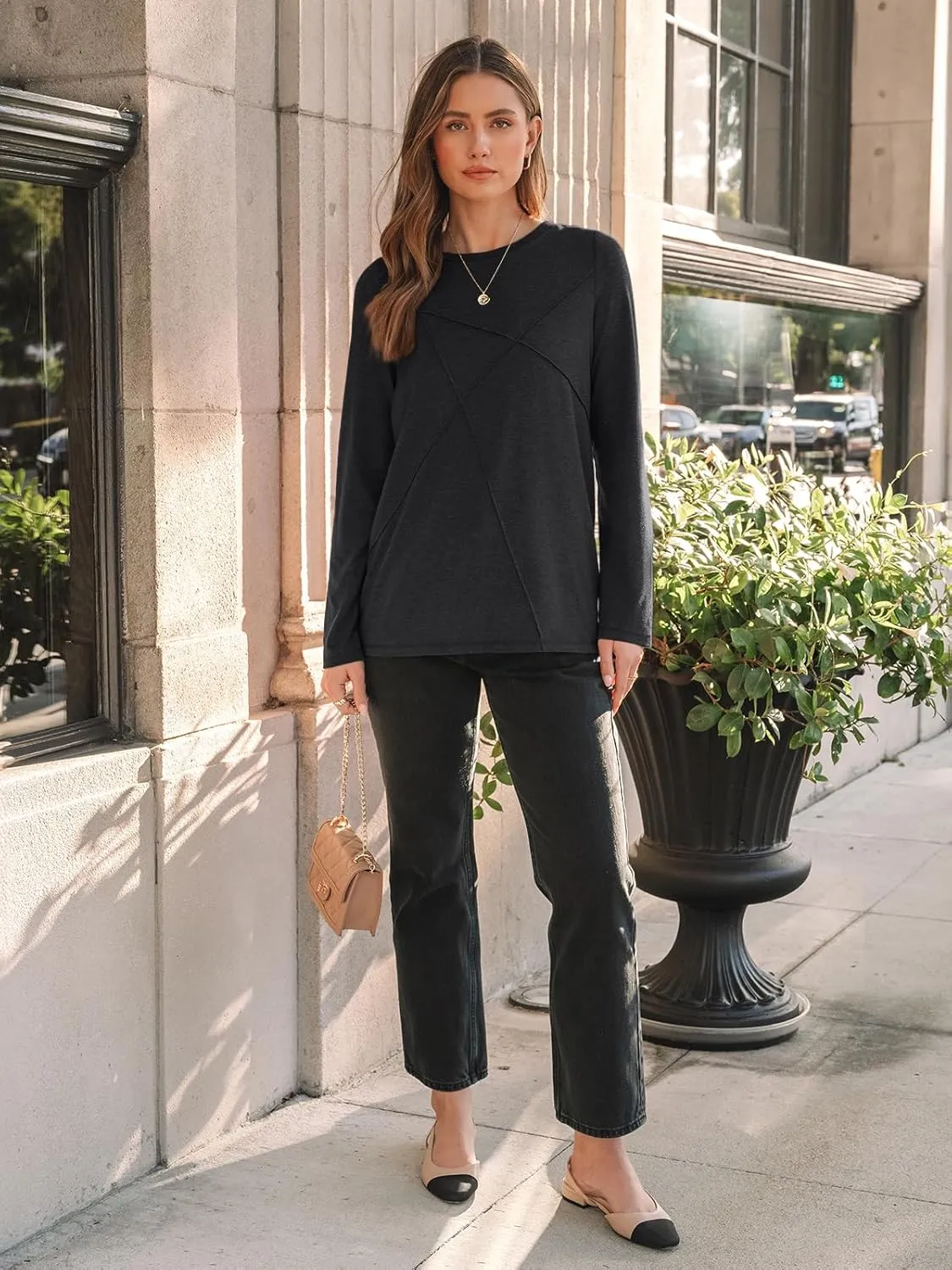 AUTOMET Long Sleeve Shirts for Women Basic Business Casual Tops Work Clothes 2025 Fall Fashion Outfits