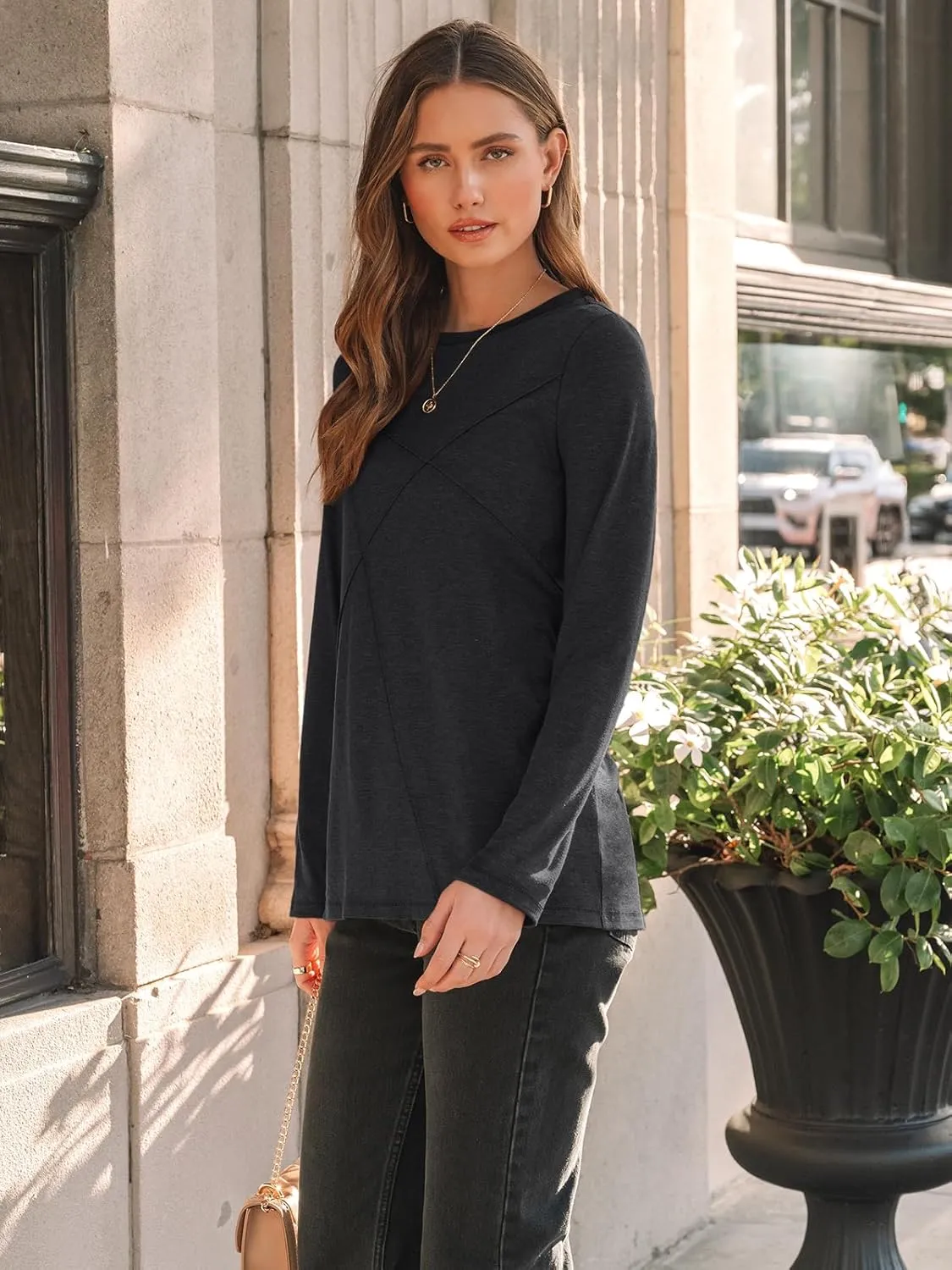 AUTOMET Long Sleeve Shirts for Women Basic Business Casual Tops Work Clothes 2025 Fall Fashion Outfits