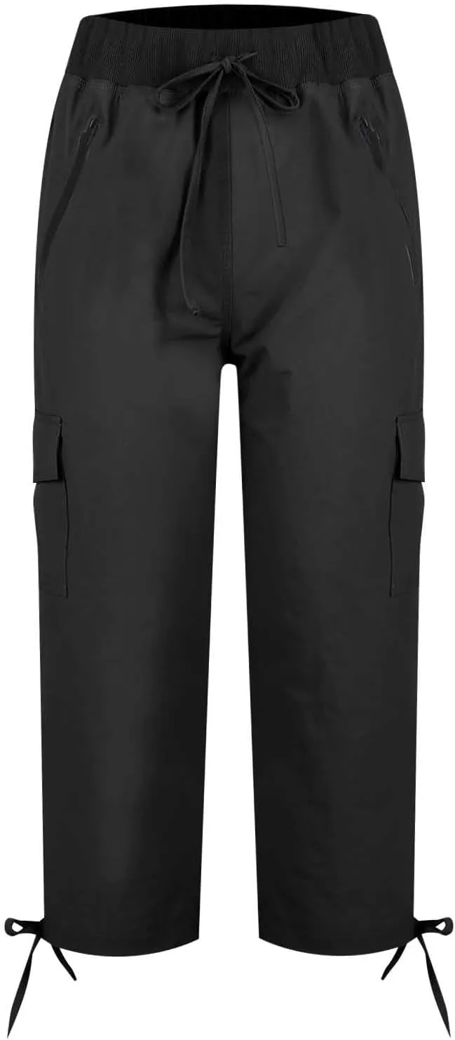 Cargo Capris for Women Lightweight Quick Dry Hiking Pants with Pockets Outdoor Casual Drawstring Capri Pants