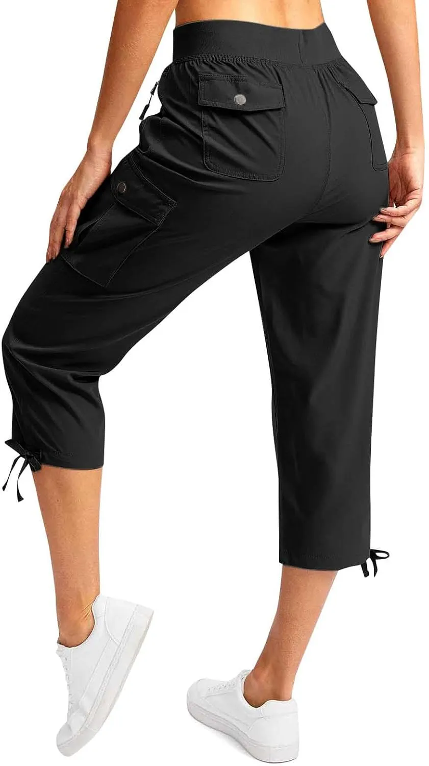 Cargo Capris for Women Lightweight Quick Dry Hiking Pants with Pockets Outdoor Casual Drawstring Capri Pants