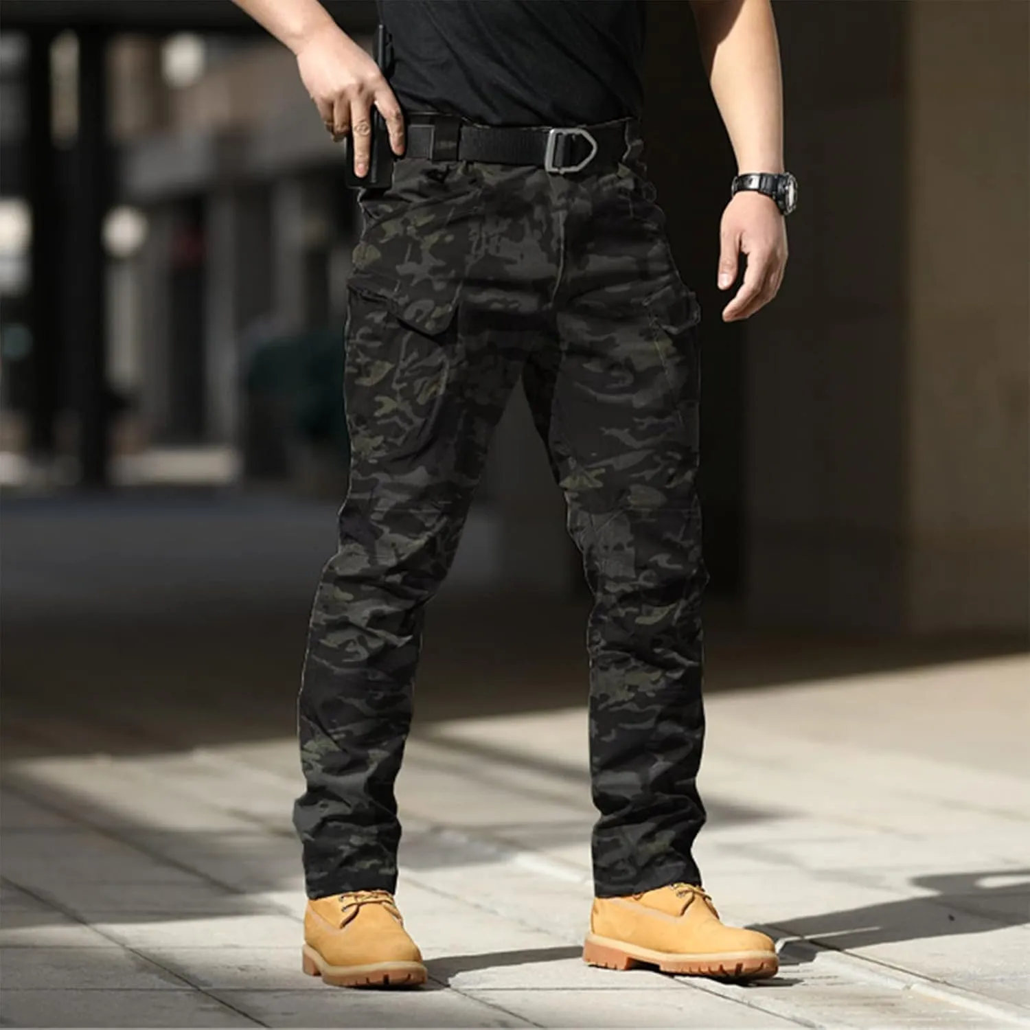 Cargo Pants for Men Water Resistant Ripstop Camo Hiking Pants Multi Pocket Outdoor Carpenter Relaxed Fit Work Pant