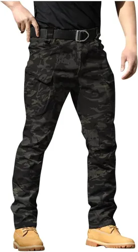 Cargo Pants for Men Water Resistant Ripstop Camo Hiking Pants Multi Pocket Outdoor Carpenter Relaxed Fit Work Pant