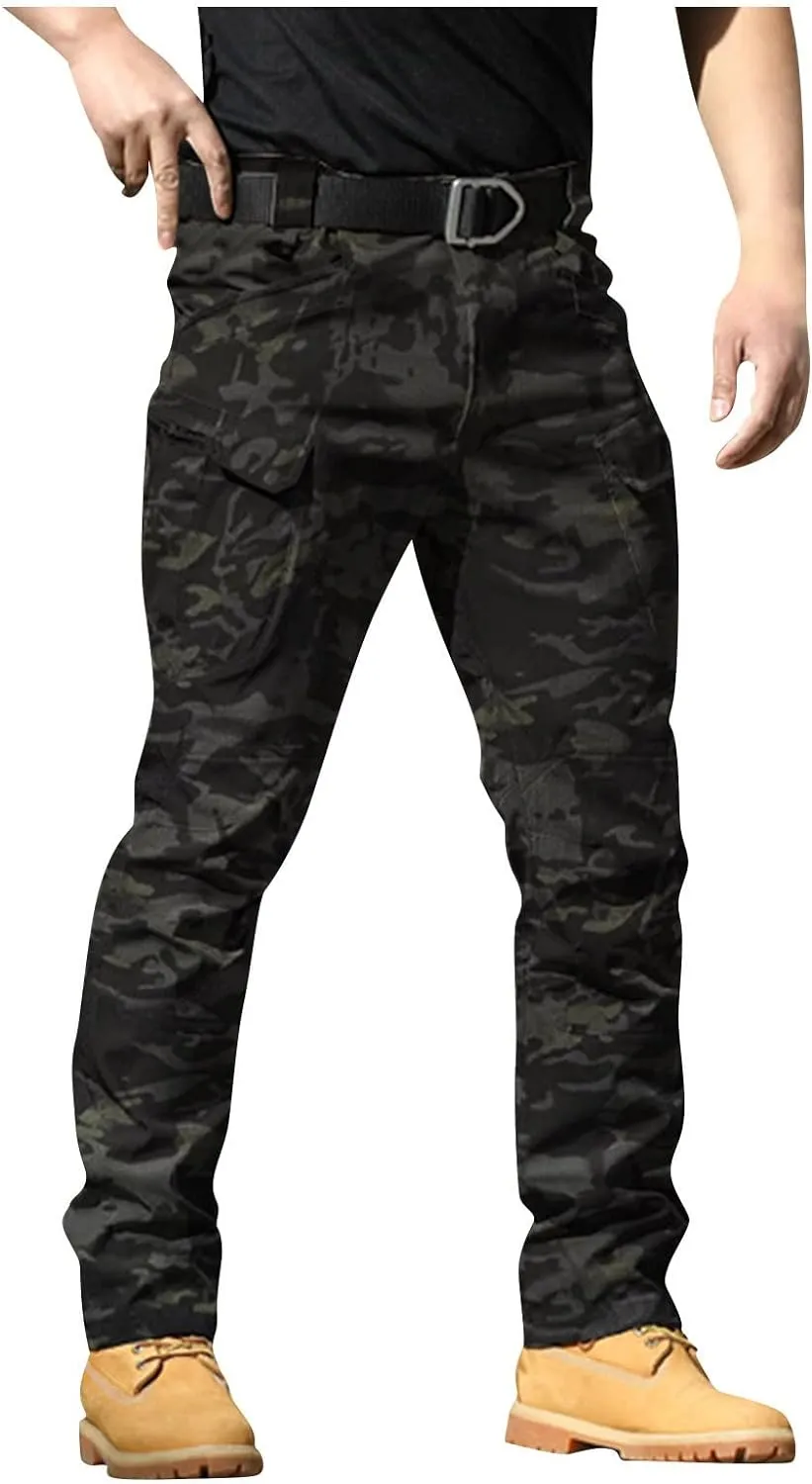 Cargo Pants for Men Water Resistant Ripstop Camo Hiking Pants Multi Pocket Outdoor Carpenter Relaxed Fit Work Pant