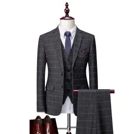 Checked Design Men's Business Suit