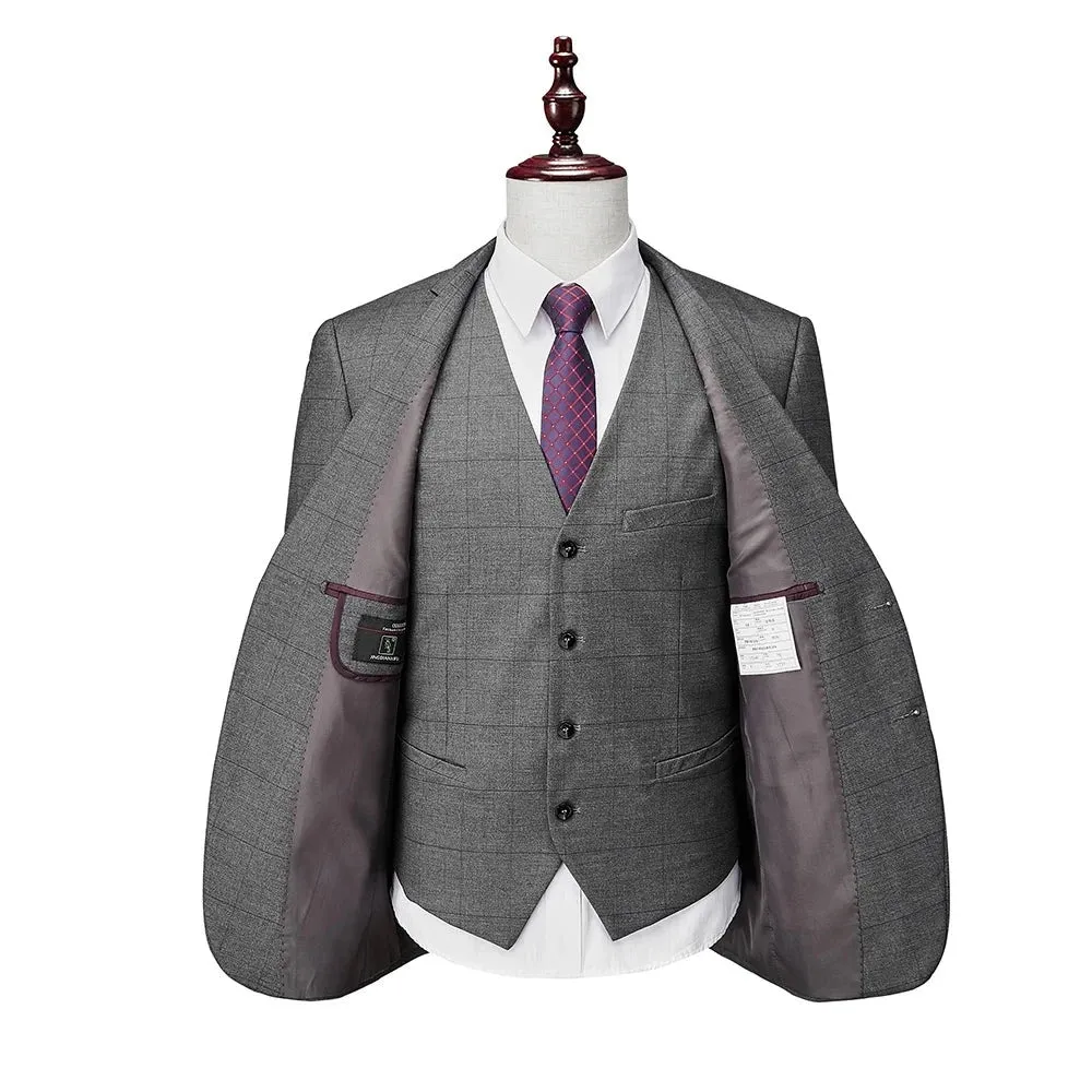 Checked Design Men's Business Suit