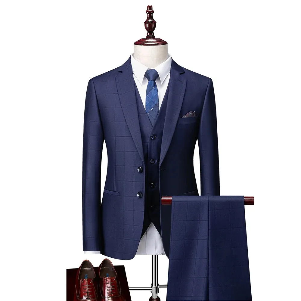 Checked Design Men's Business Suit