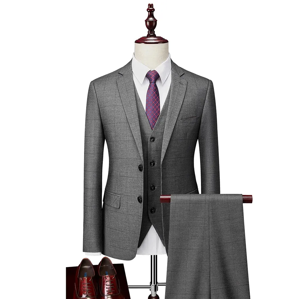 Checked Design Men's Business Suit