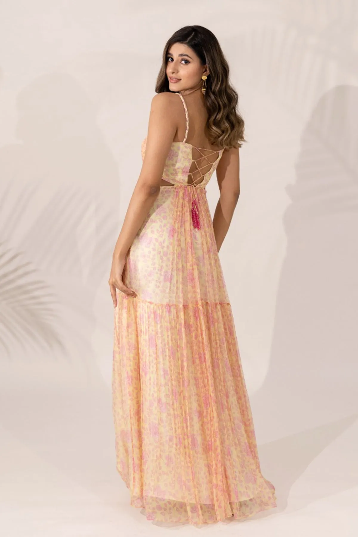 Daffodil Maxi Dress with Braided Straps & Side Cutouts