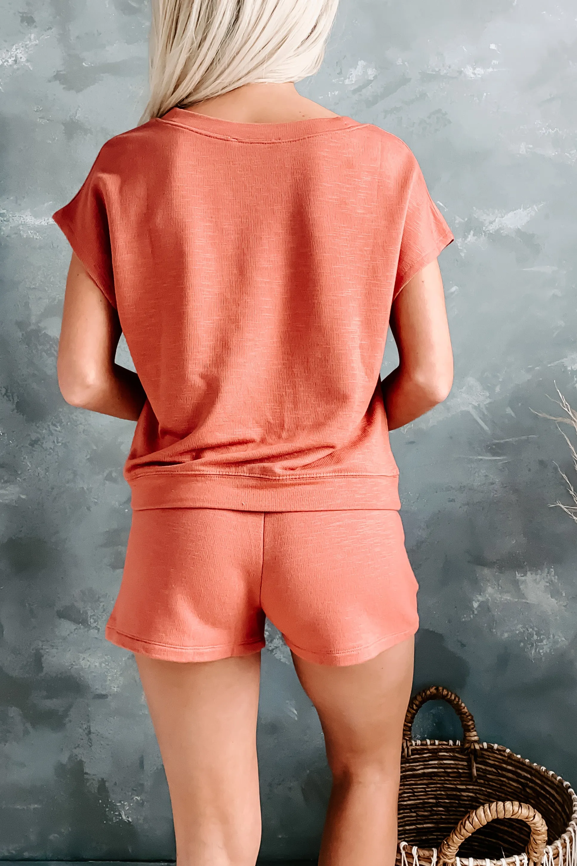 Daytime Snoozes French Terry Two Piece Set (Terracotta)