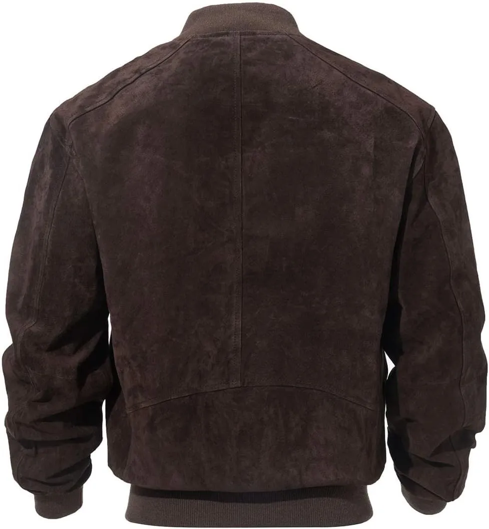 FLAVOR Men's Leather Baseball Jacket Vintage Suede Pigskin