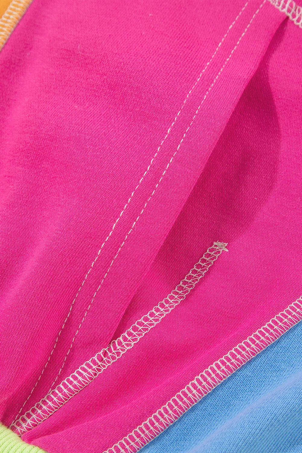 Grapefruit Orange Colorblock Patchwork Drop Shoulder Top