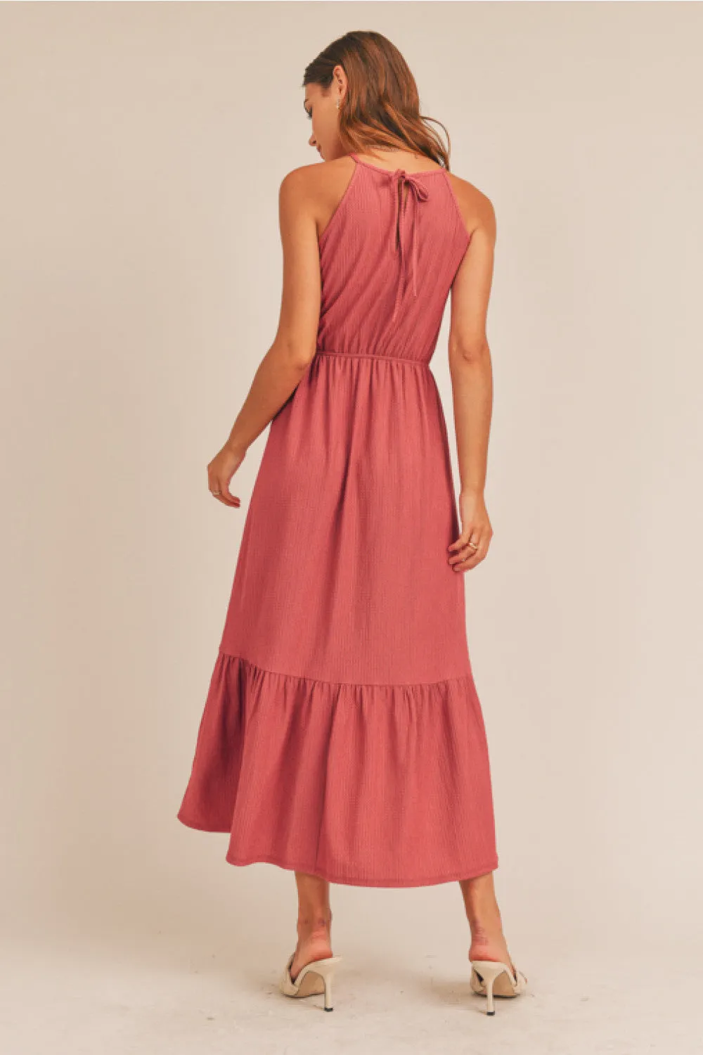 Halter Midi Dress (Berry)