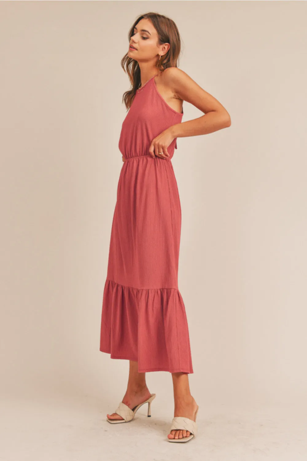 Halter Midi Dress (Berry)