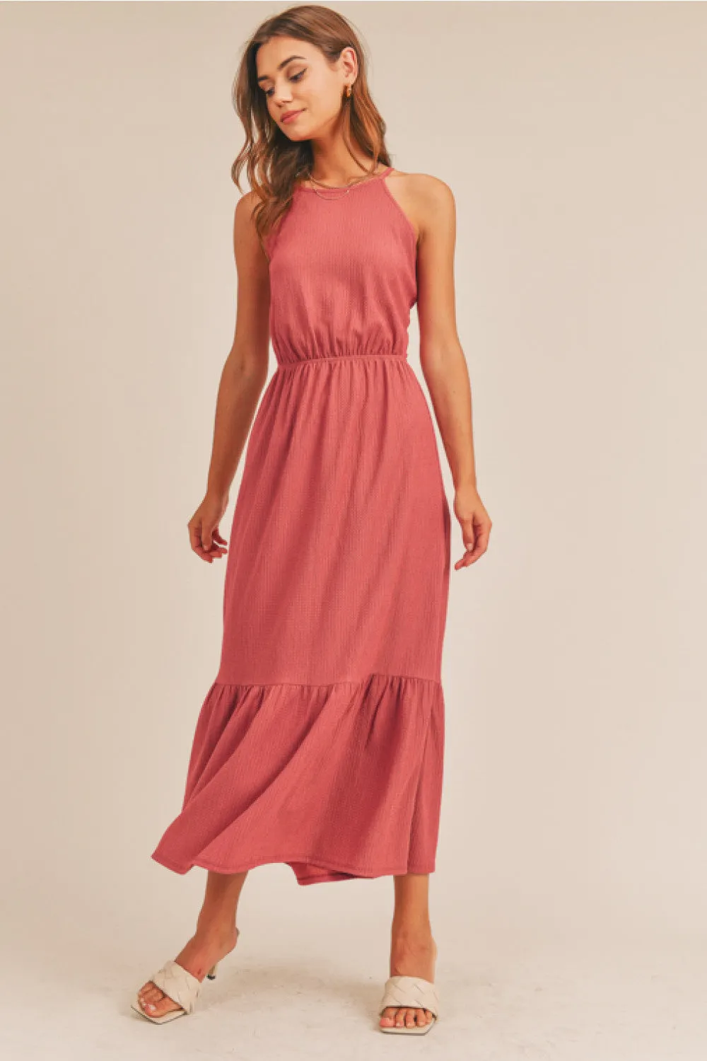 Halter Midi Dress (Berry)