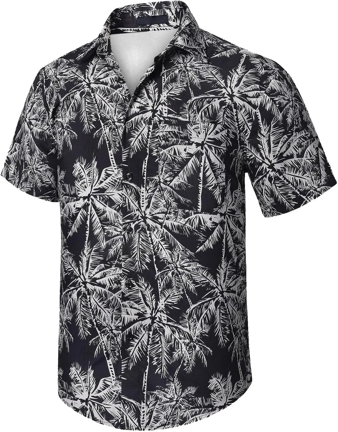 Hawaiian Floral T-Shirt for Men Button Down Beach Vacation Travel Tropical Shirt Collared Printed Summer Outfits Tops