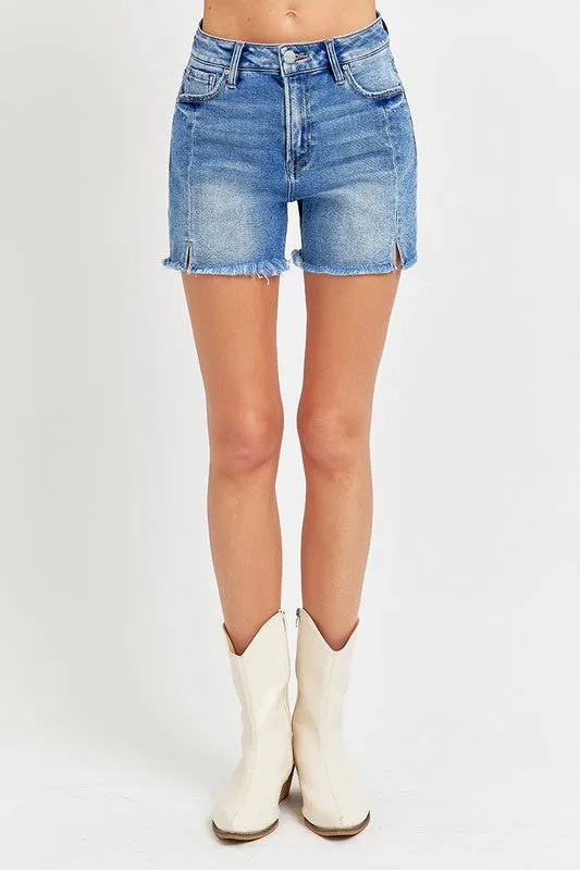 High Rise Raw Hem Shorts