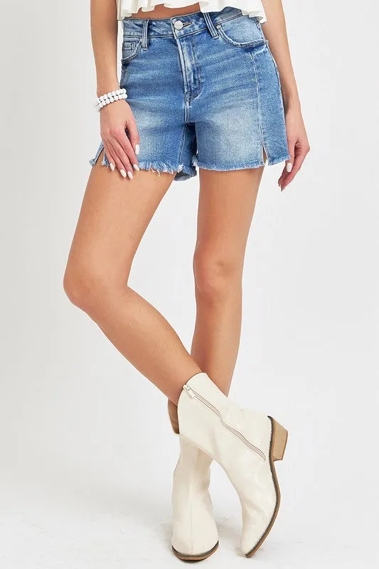 High Rise Raw Hem Shorts