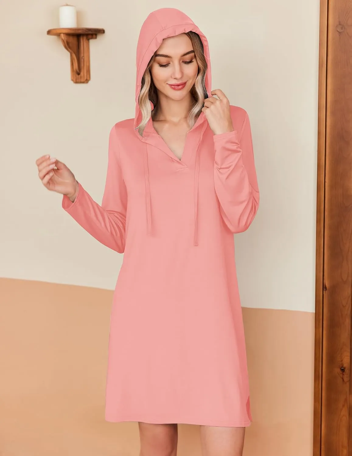 HOTOUCH Womens UPF 50  Cover-Up Dress Beach SPF Sun Protection Long Sleeve Shirts Dress Lightweight Athletic UV Hoodie