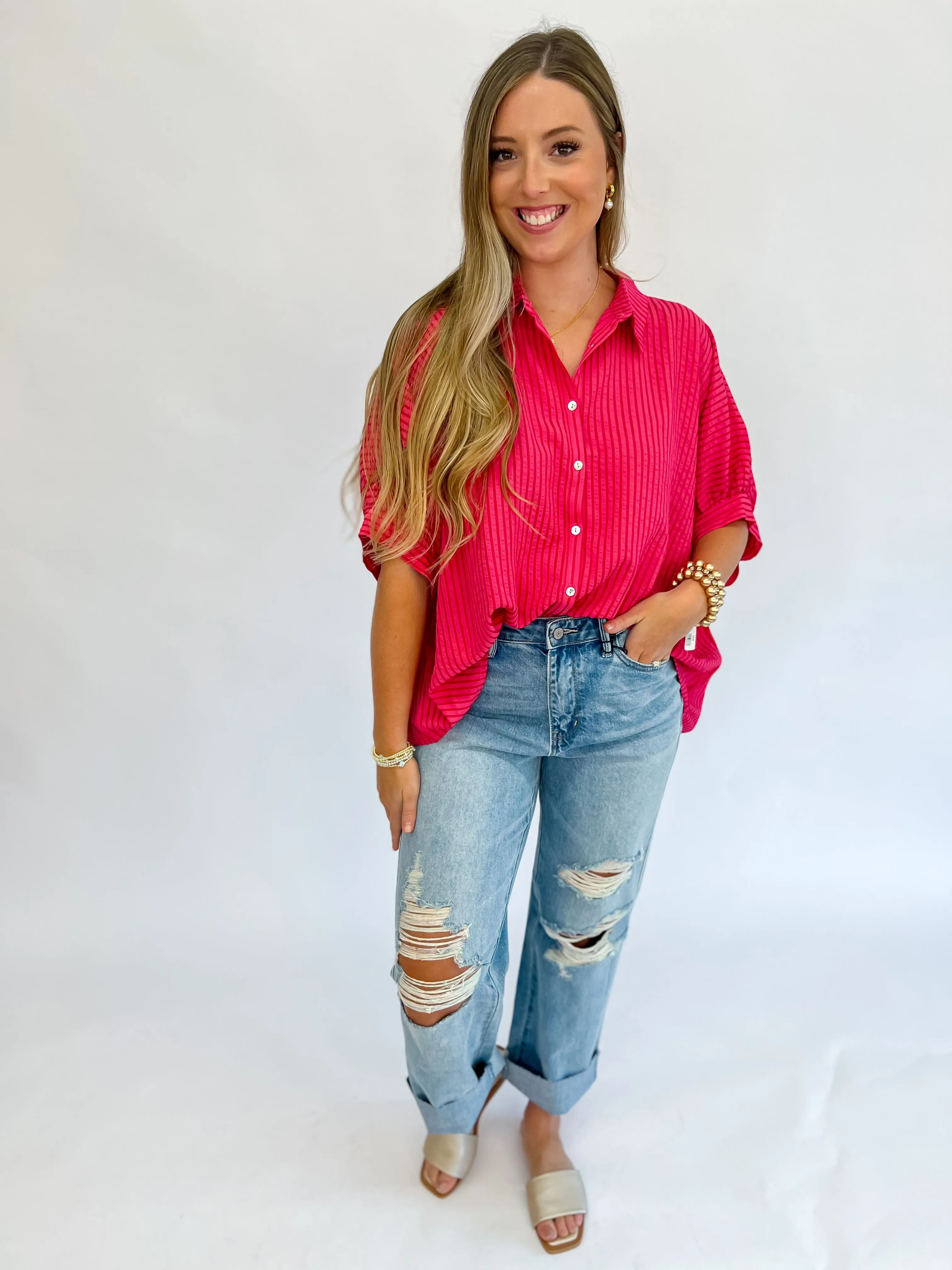 [Judy Blue] Loving Life Straight Leg Destroyed  Rigid Jean