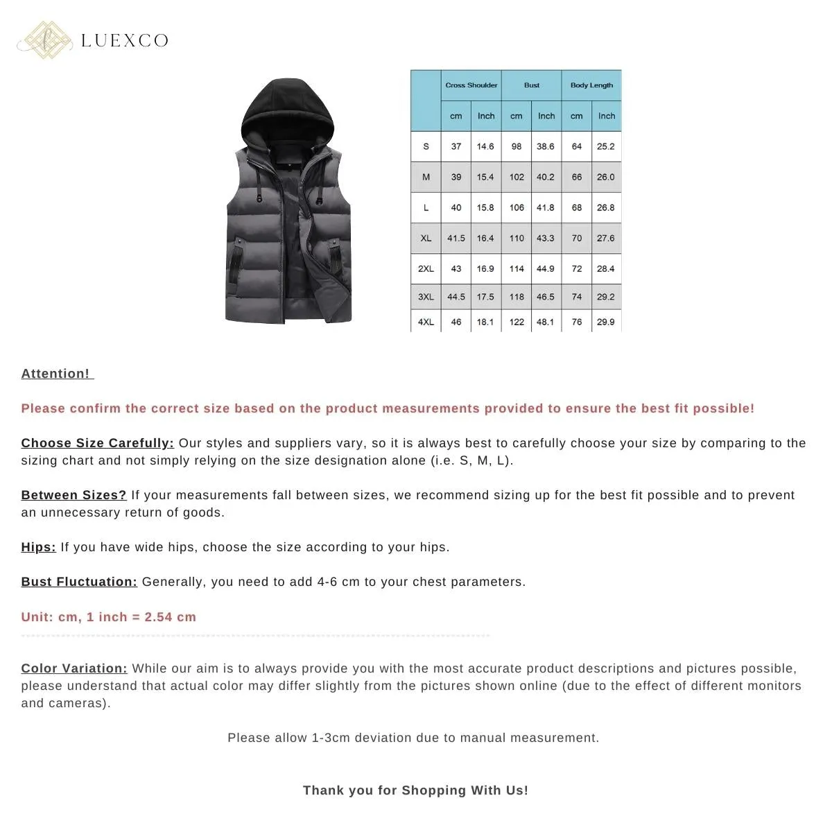 Luexco Men's Hooded Vest Urban Mode