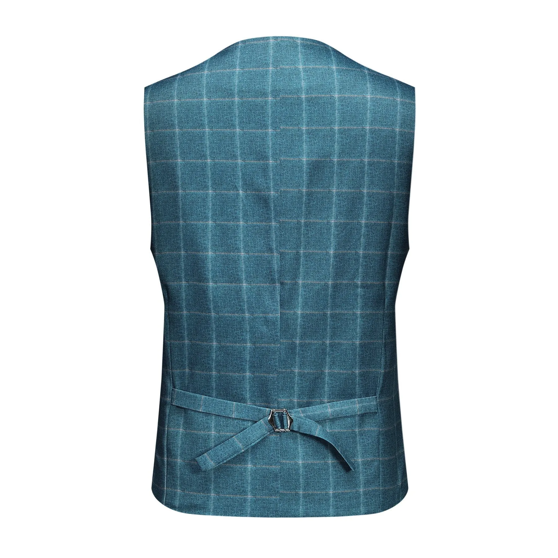 Men's 3-Piece Plaid Casual Suit Blue