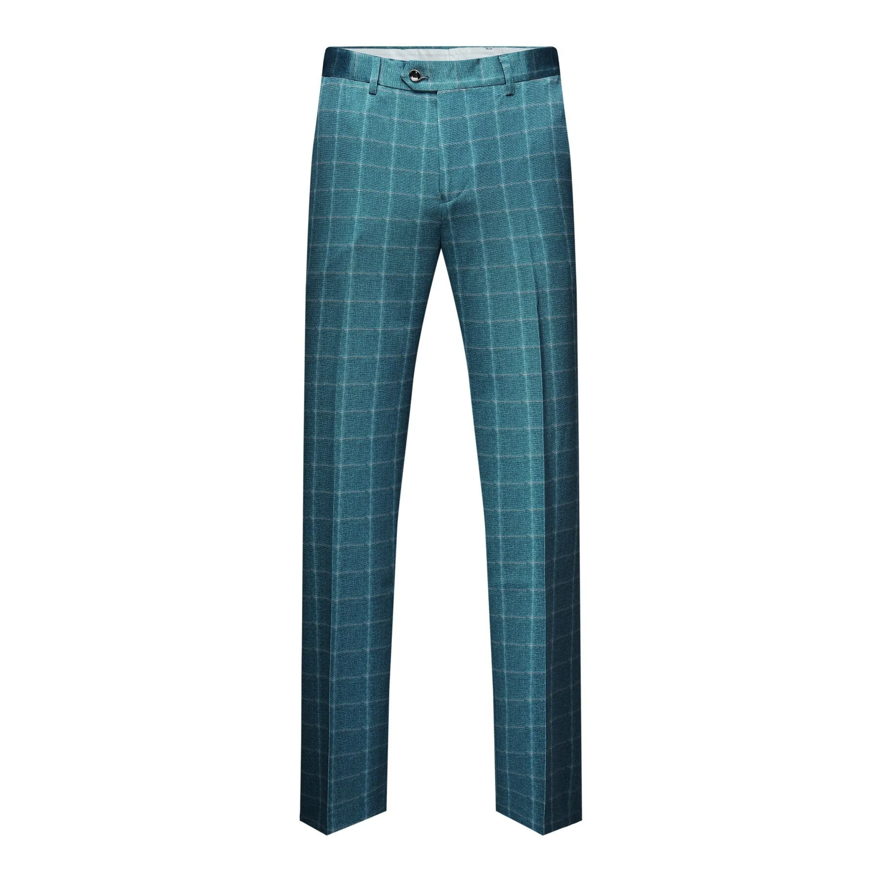 Men's 3-Piece Plaid Casual Suit Blue
