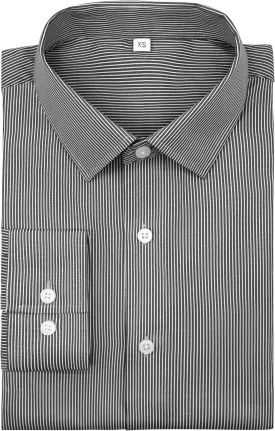 Mens Grade 4 Wrinkle-Resistant Pinstripe Dress Shirts Regular Fit Long Sleeve Button Down Shirts