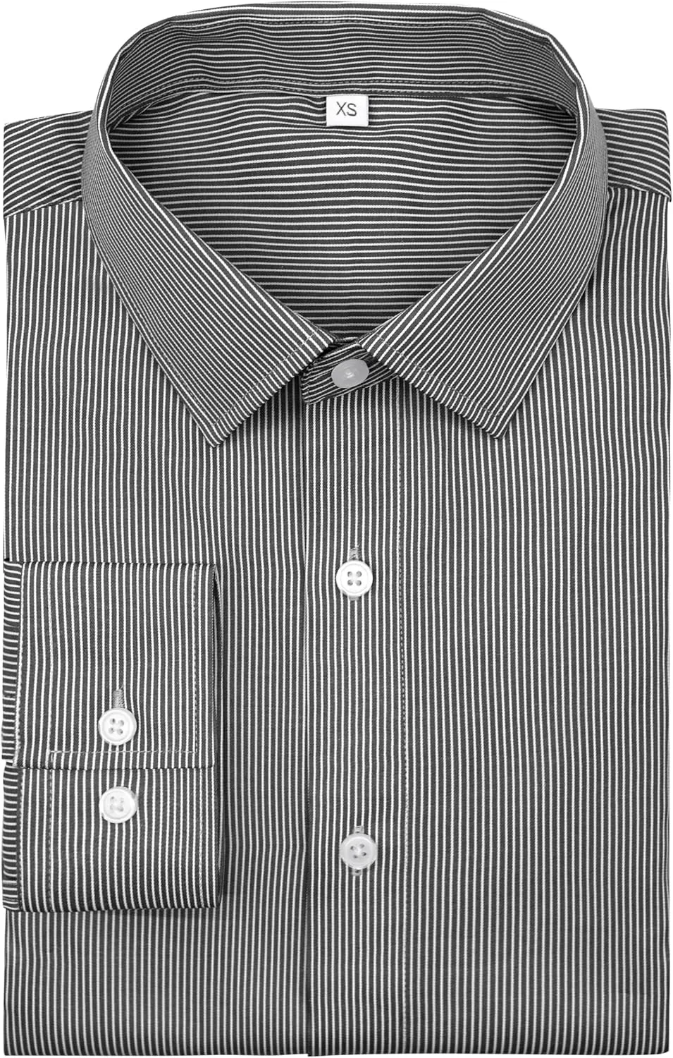 Mens Grade 4 Wrinkle-Resistant Pinstripe Dress Shirts Regular Fit Long Sleeve Button Down Shirts