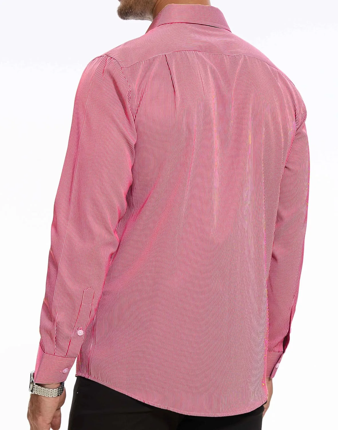 Mens Grade 4 Wrinkle-Resistant Pinstripe Dress Shirts Regular Fit Long Sleeve Button Down Shirts