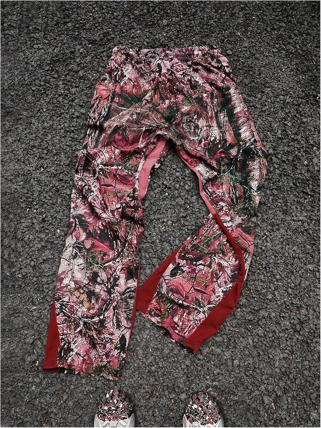 Men's Y2K Camo Graphic Pants Drawstring Waist Straight Leg Loose Long Trousers