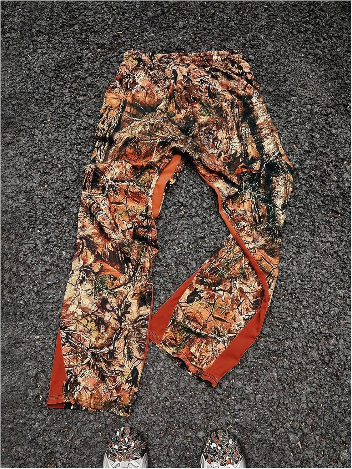 Men's Y2K Camo Graphic Pants Drawstring Waist Straight Leg Loose Long Trousers