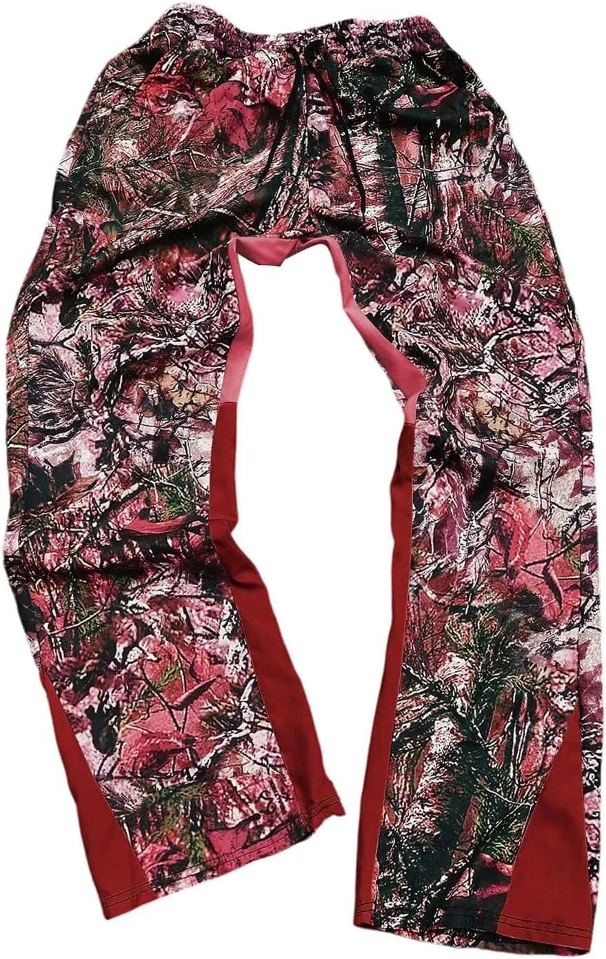 Men's Y2K Camo Graphic Pants Drawstring Waist Straight Leg Loose Long Trousers