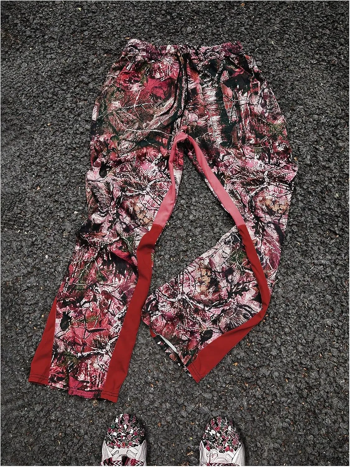 Men's Y2K Camo Graphic Pants Drawstring Waist Straight Leg Loose Long Trousers