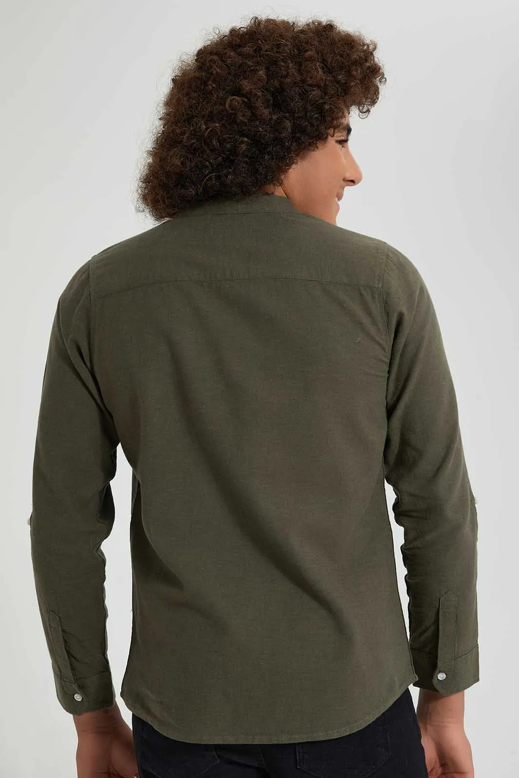 Olive Long Sleeved Casual Shirt