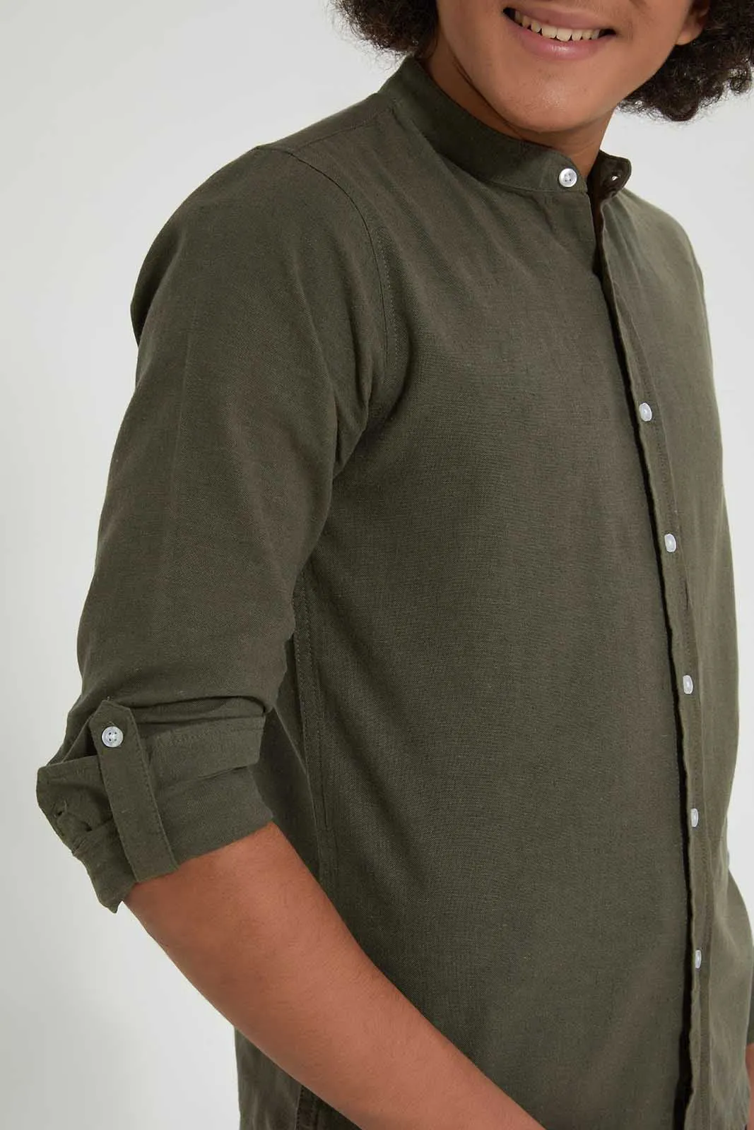 Olive Long Sleeved Casual Shirt
