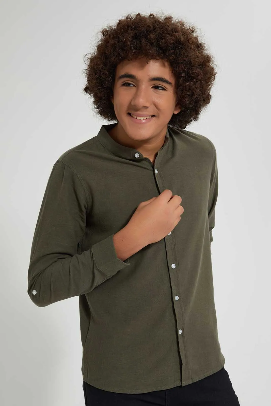 Olive Long Sleeved Casual Shirt
