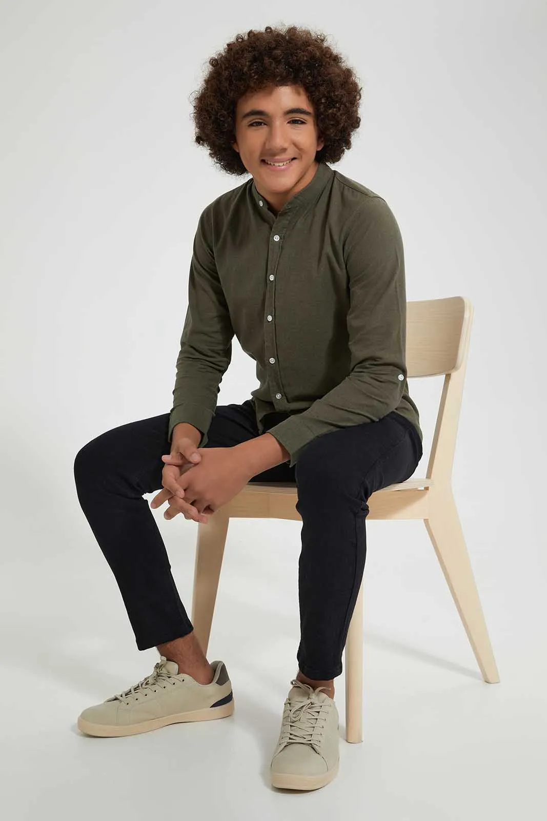 Olive Long Sleeved Casual Shirt