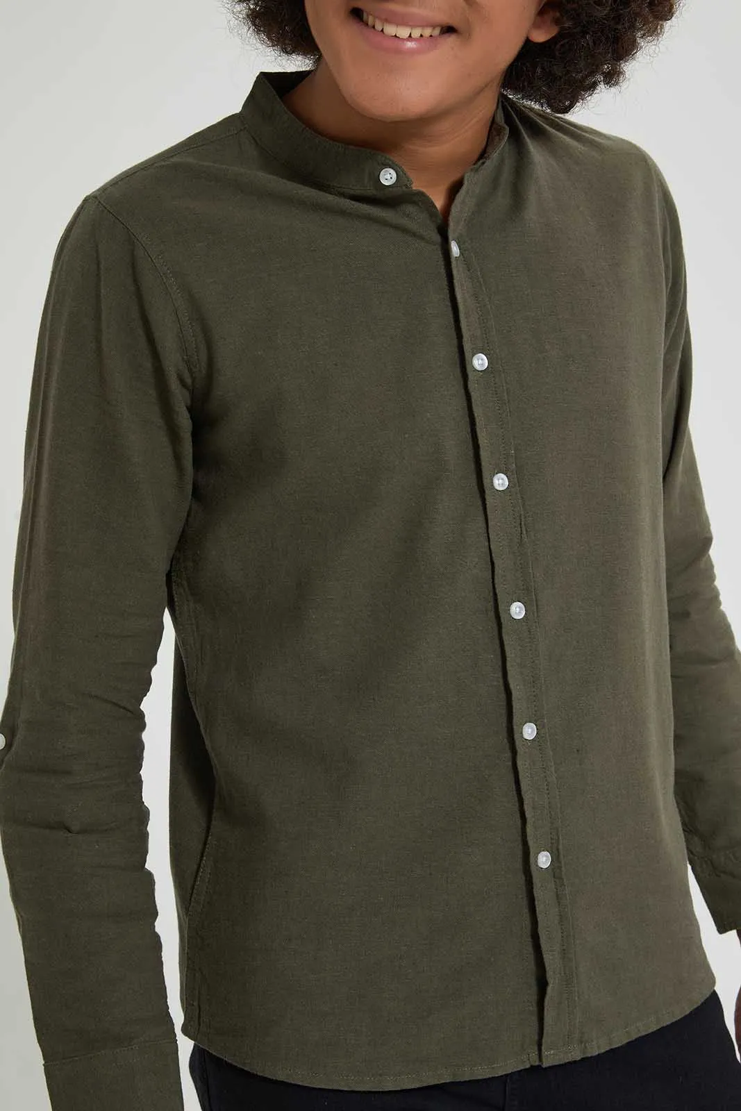 Olive Long Sleeved Casual Shirt