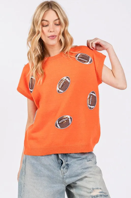 Orange Gameday Football Patch Sweater Top