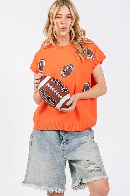 Orange Gameday Football Patch Sweater Top