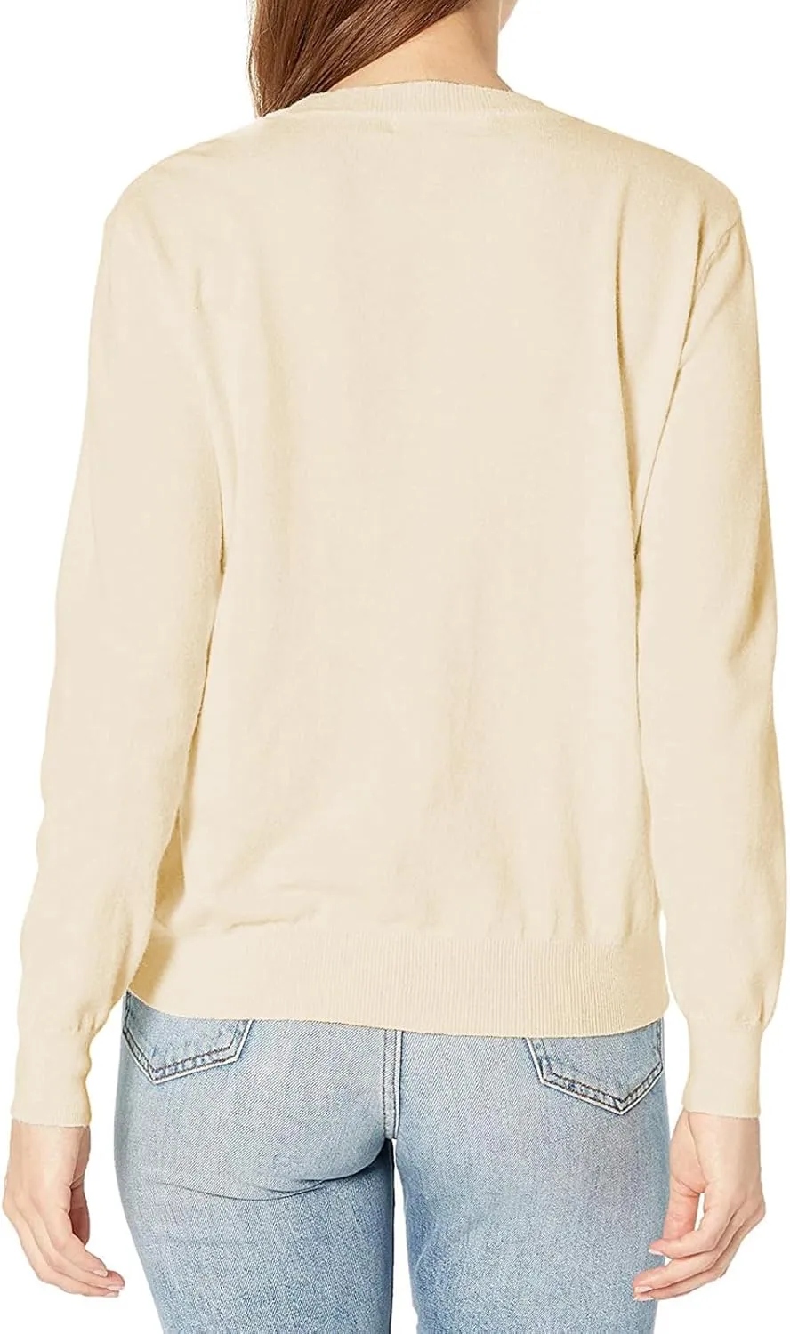 QUALFORT Women's Sweaters Long Sleeve Soft Lightweight Basic Knitted Pullover Sweater